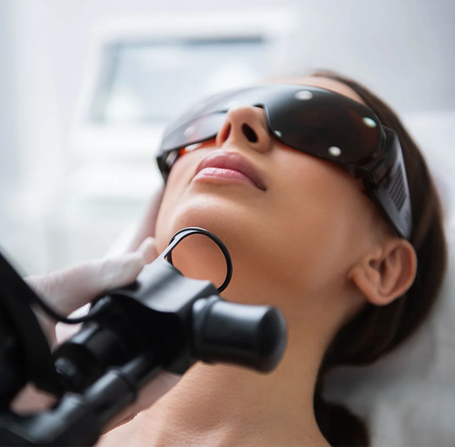 Patient receiving laser treatments