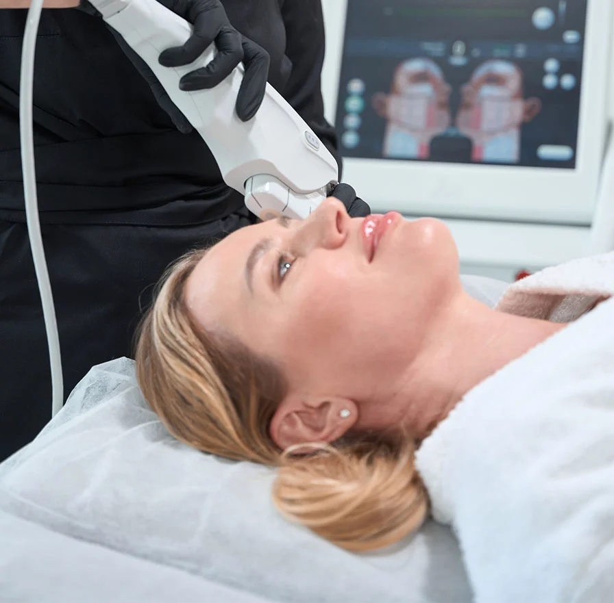 Patient receiving ultherapy treatments